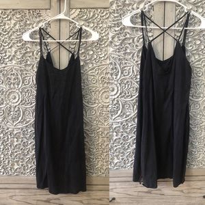 Thread & Supply Black Strappy Mini Dress with Slit